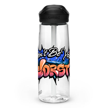 Don't Be Your Worst Graffiti Sports water bottle