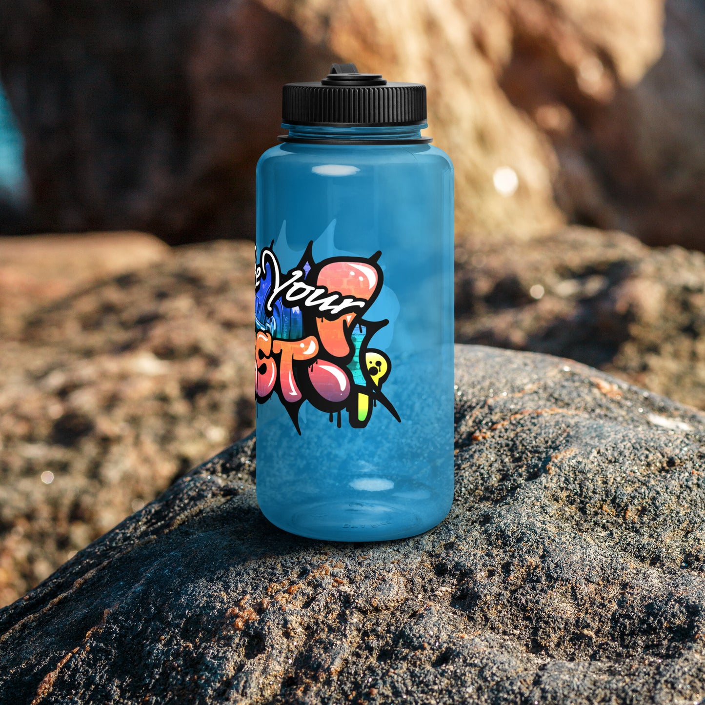 Don't Be Your Worst Graffiti Wide mouth plastic water bottle