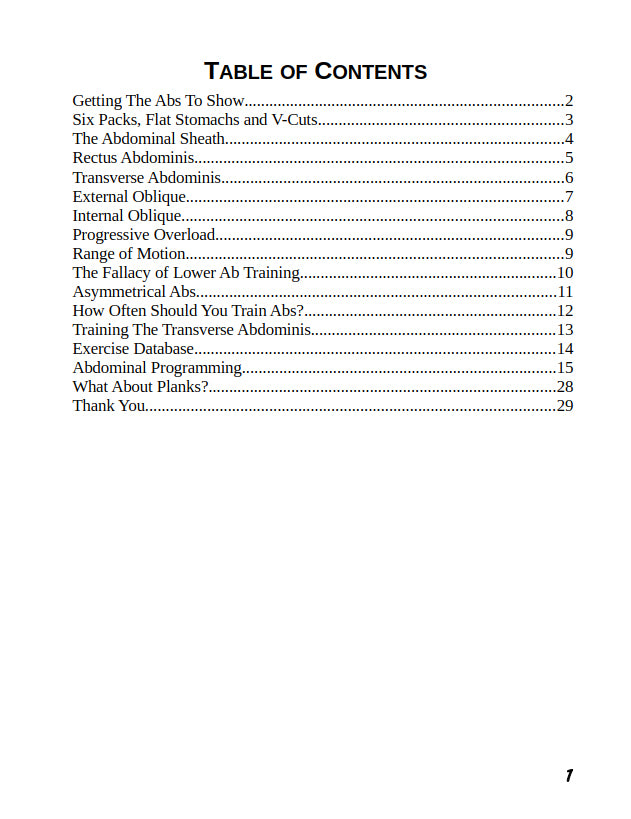 abdominal handbook contents